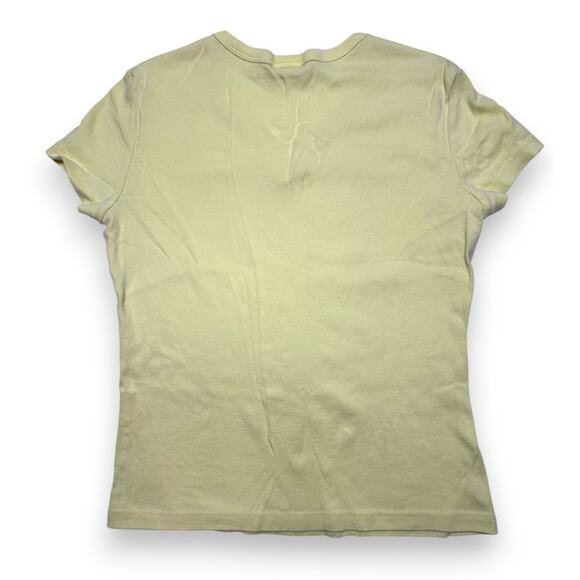 Vintage Old Navy Soft Yellow V-neck T-shirt with Button Detail Size Small - Picture 6 of 7